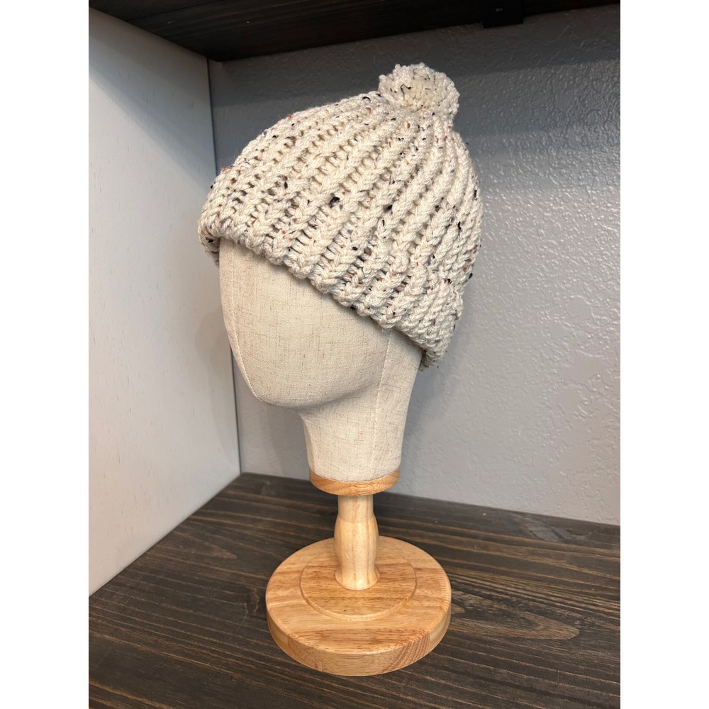 Beanie One Size Winter Cozy‎ Beige Crochet Knit
